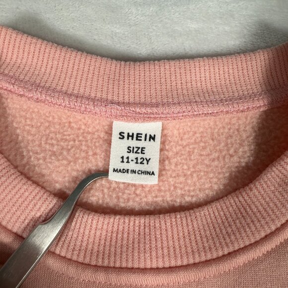 Shein Sweater Girl Size 11-12 Y Pink Long Sleeve Crew Neck Stretch Comfort - Picture 5 of 9